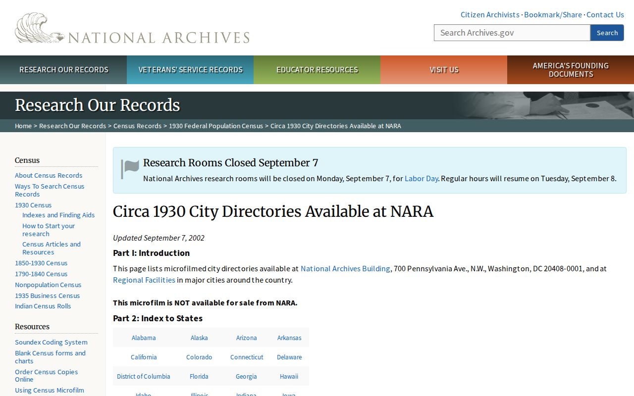 National Archives microfilm route for Kitsap County city directories