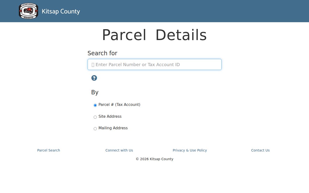 Kitsap County Assessor Parcel Details public search interface